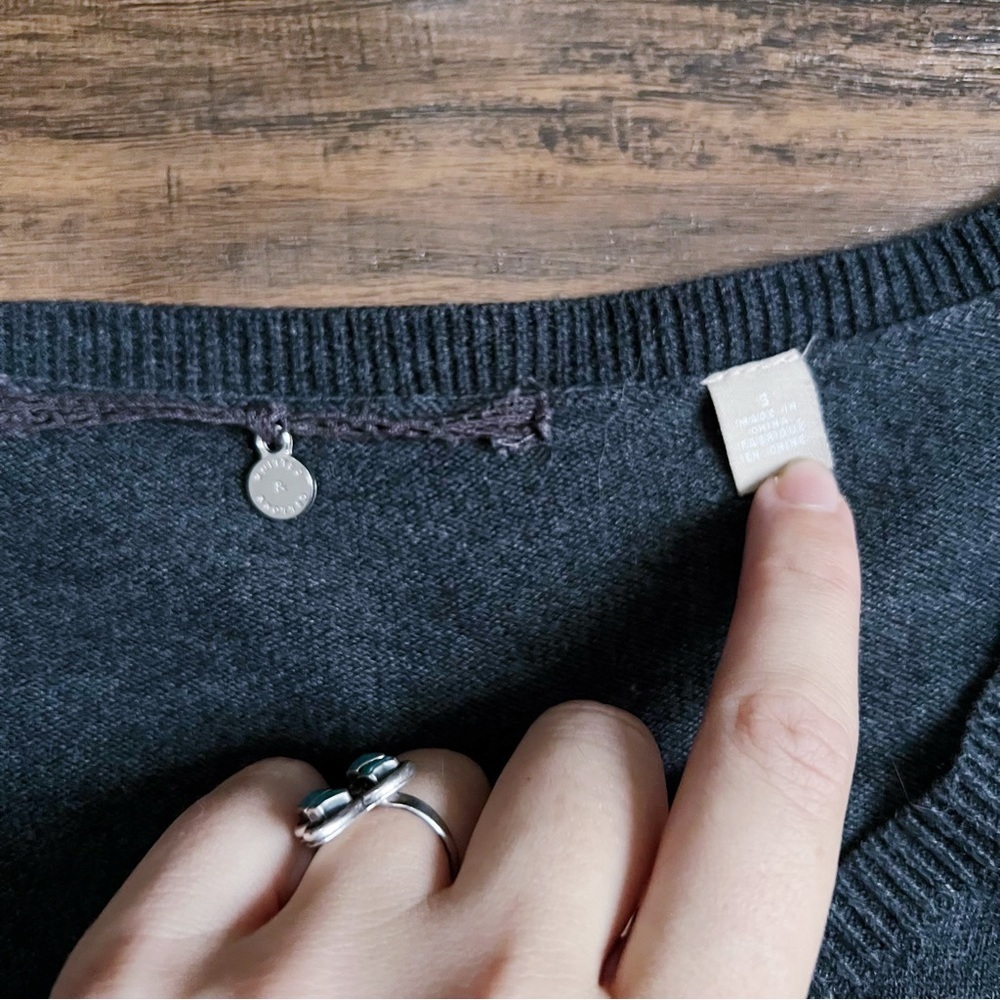 Knitted & Knotted • Anthro Kilda Sweater grey orange floral embroidered pullover - Picture 5 of 10